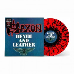 SAXON - Denim And Leather LP, Red & Black Splatter